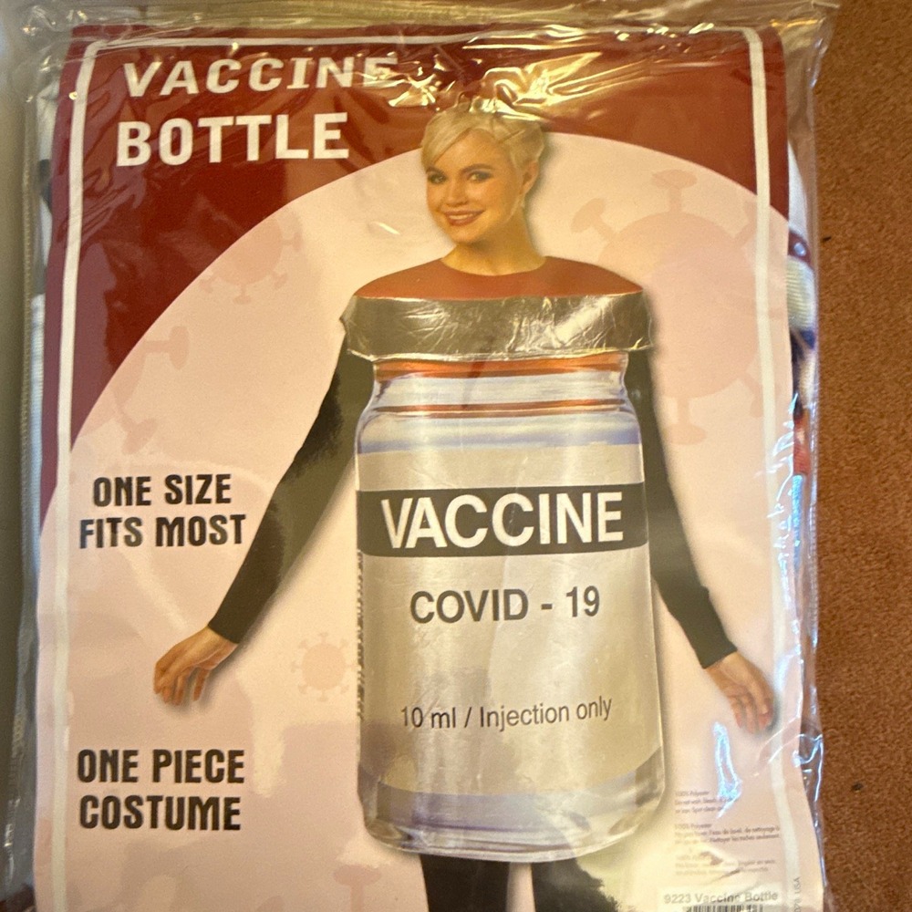 Fun World Vaccine Bottle COVID-19 One Piece Complete Outfit Costume, One Size